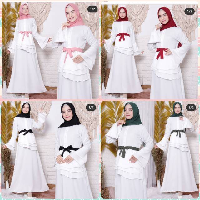 Suci dress warna putih/longdress remaja cewe putih bersih/gamis anak perempuan/dress lebaran putih