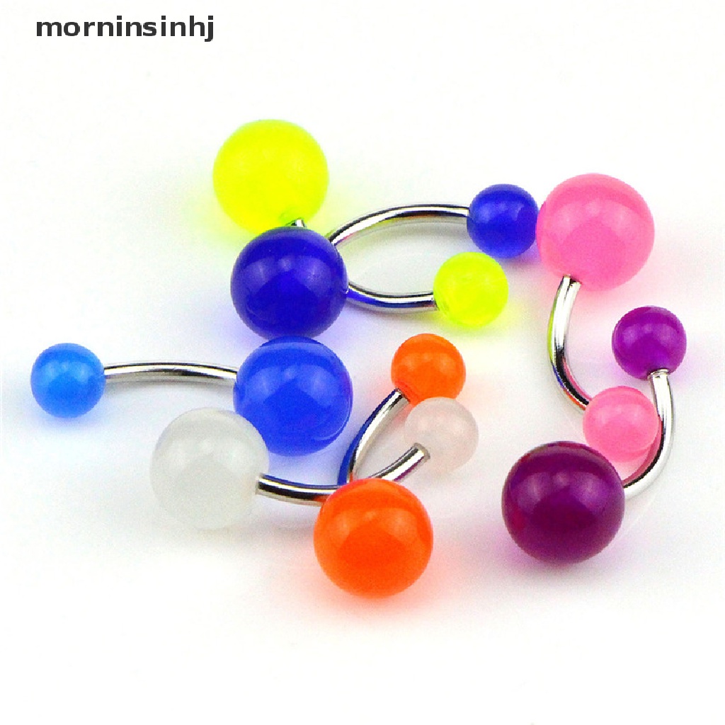 Mornin 7pcs / Set Anting Tindik Perut / Pusar Glow In The Dark Untuk Wanita