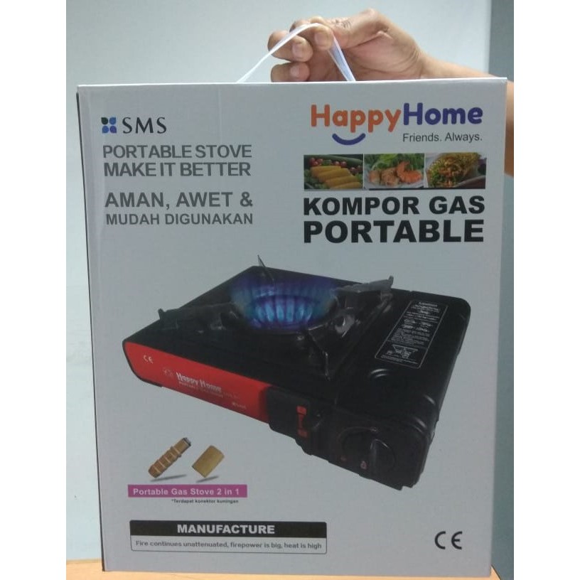 Kompor Gas Portable 2 in 1 Happy Home B155 Bisa Gas Kaleng dan Elpiji