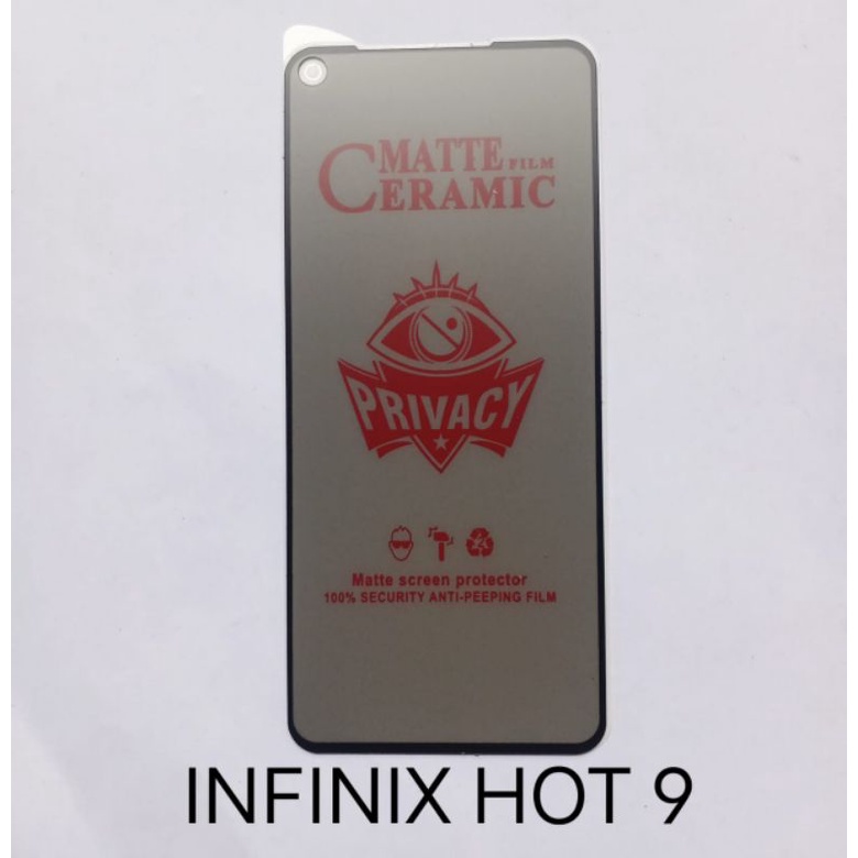 Tempered glass SPY infinix Hot 9 / Note 7 Lite . Note 7 LITE Glass Privacy anti gores kaca spy screen guard pelindung layar