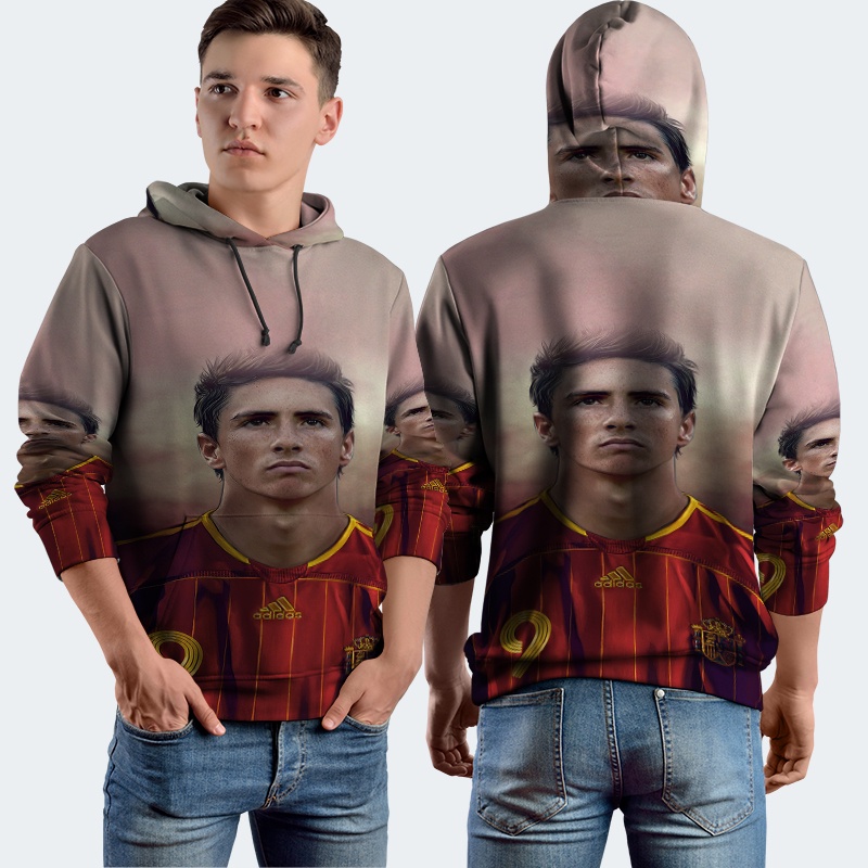 Jaket Hoodie Fullprint Fernando Torres Bahan Polyester Jersey
