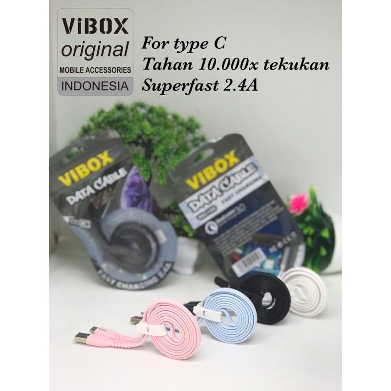 Kabel Data VIBOX TYPE-C 200CM Kabel Charger VIBOX USB TYPE C 2M Kabel Casan VIBOX TIPE C 2Meter Fast Charging