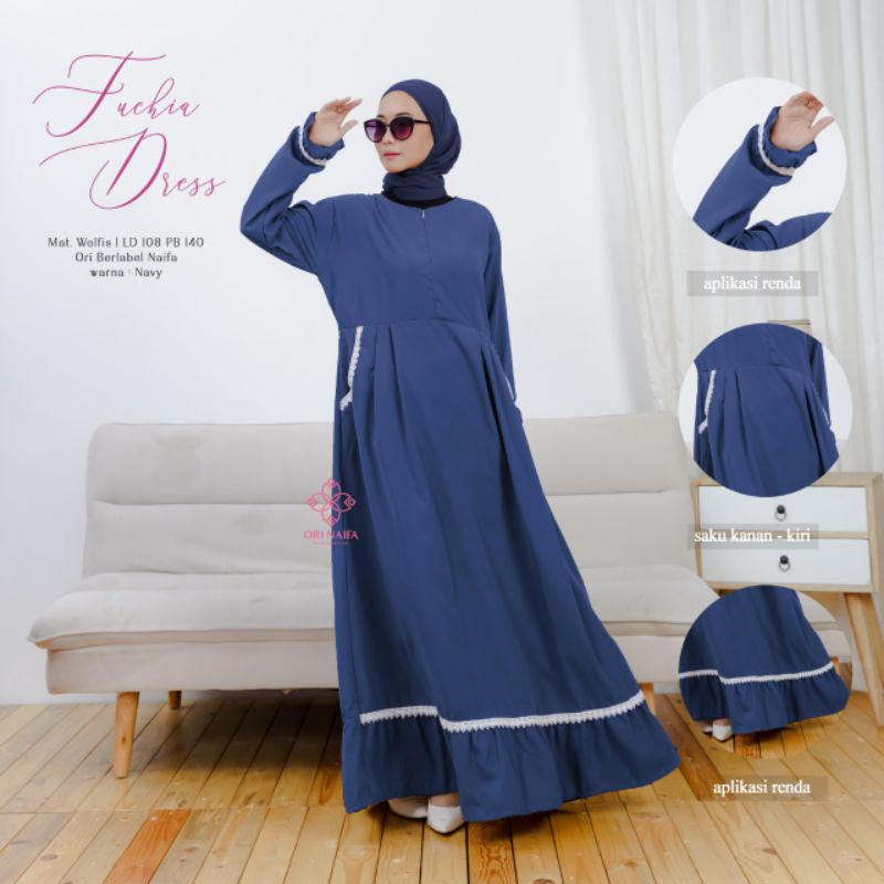 Fuchia Dress By ORI NAIFA • Maxi Dress Gamis Wanita Muslim Kekinian