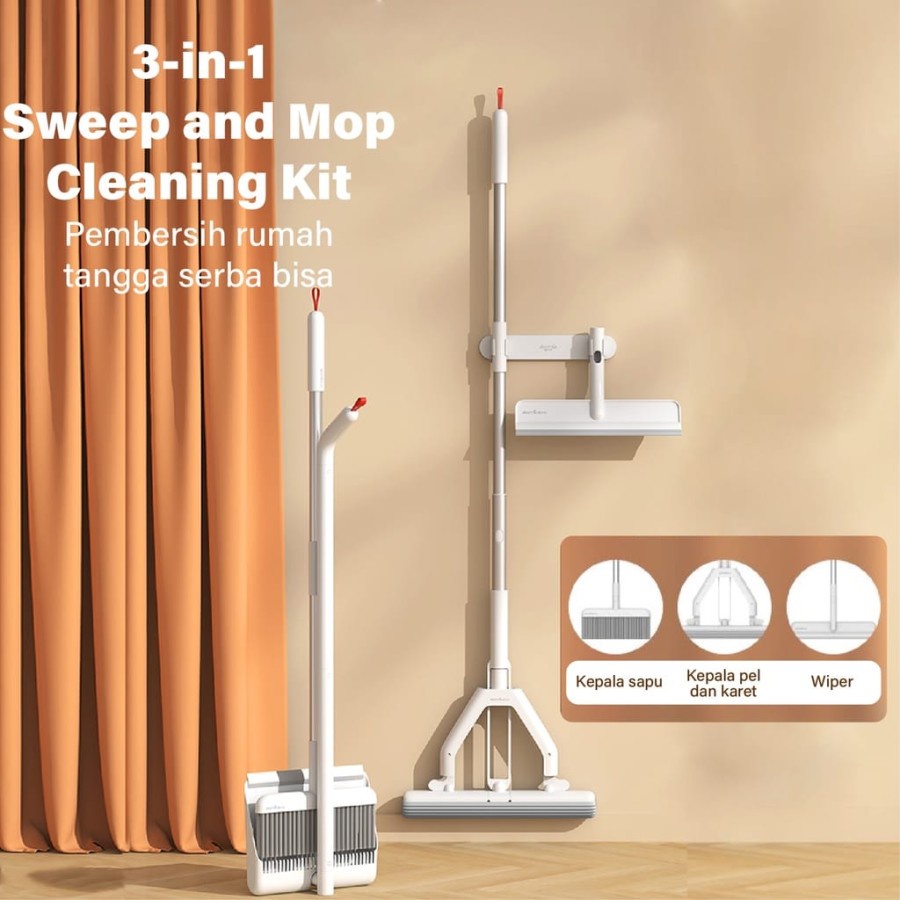 Deerma QJ100 3in1 Sweep &amp; Mop Cleaning Kit - Alat Sapu &amp; Pel Lantai