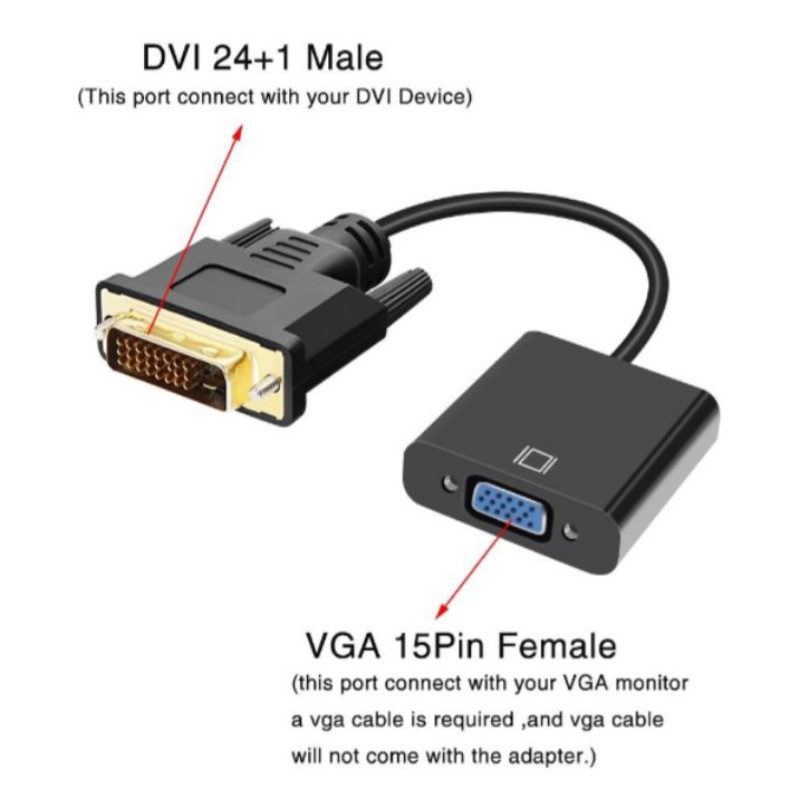 Converter Dvi D 24+1 Dual Link Male To Vga Female  dvi to vga