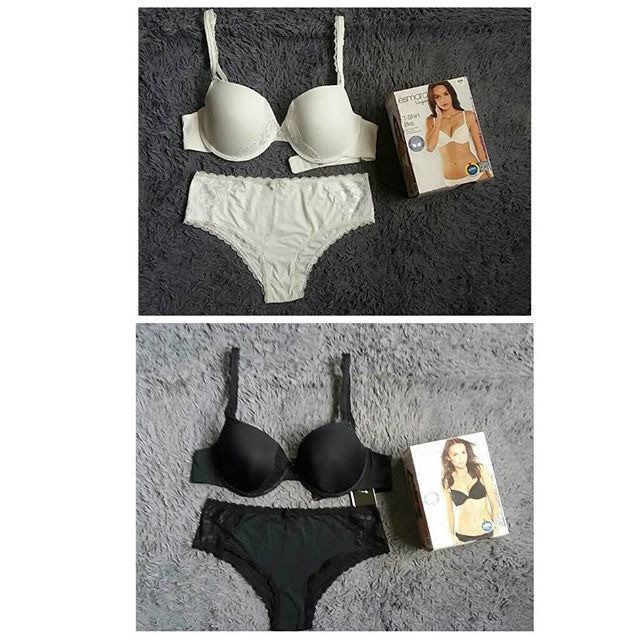promo Paket Bra Set Esmara 3 Braset with panty Esmara 665 Black White Lace murah kualitas bagus