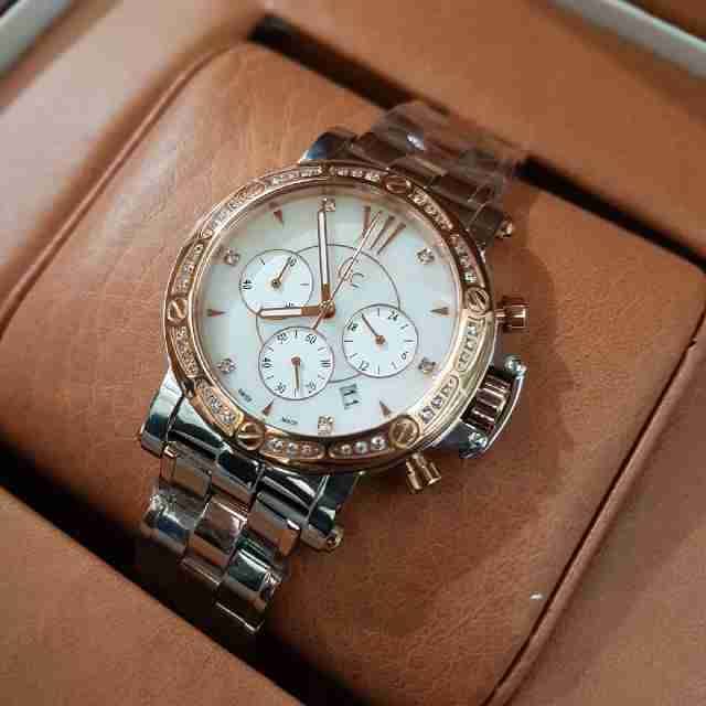 Jam Tangan Wanita GC Three Eyes Ring Permata Combinasi Clone Ori Miyota Japan