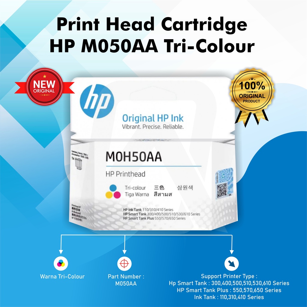 HP Print Head Printhead M0H50AA Tri-Colur HP Deskjet GT 5810, 5820 - Ink Tank 115, 315, 319, 415, 419