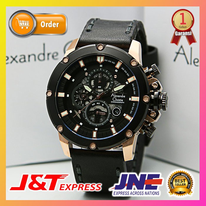 JAM TANGAN ALEXANDRE CHRISTIE ALEXANDER CHRISTIE PRIA ORIGINAL ORI BRANDED AC 6564 ROSE BLACK