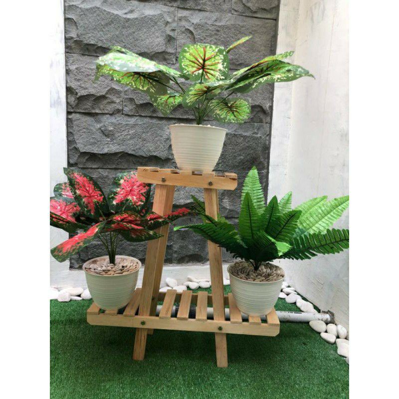 rak bunga wooden/flower shelf