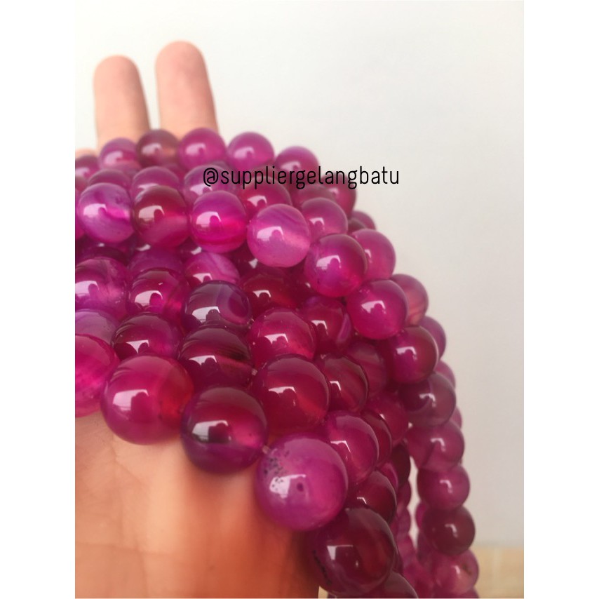 bahan batu 12mm Purple Agate glossy aksesoris korea gelang kalung batu supplier grosir model bahan