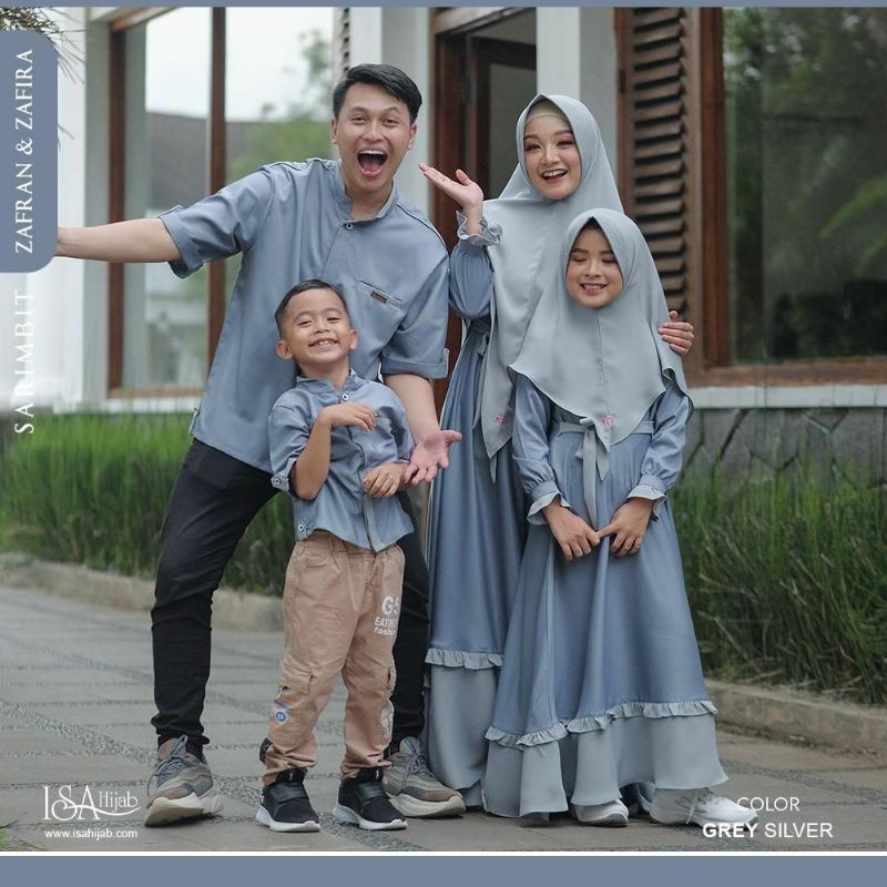 Famset Zafran Zafira By Isa Hijab / Gamis Couple / Couple Keluarga / Family set