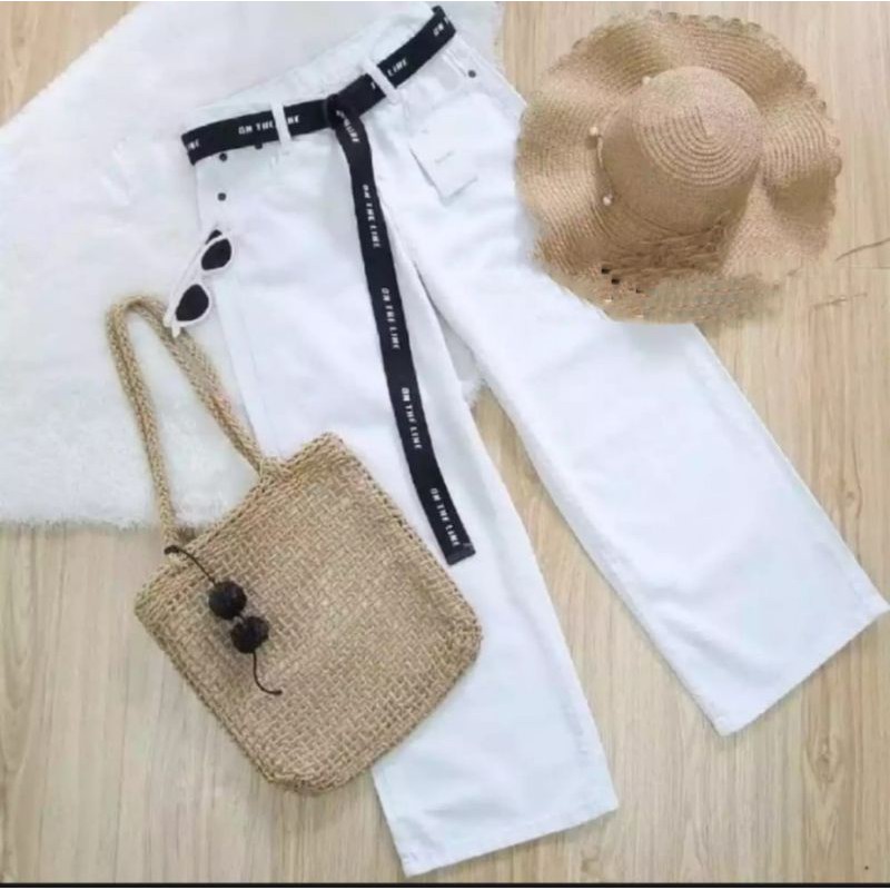 Celana wanita highwaist jeans kulot celana cewek kekinian