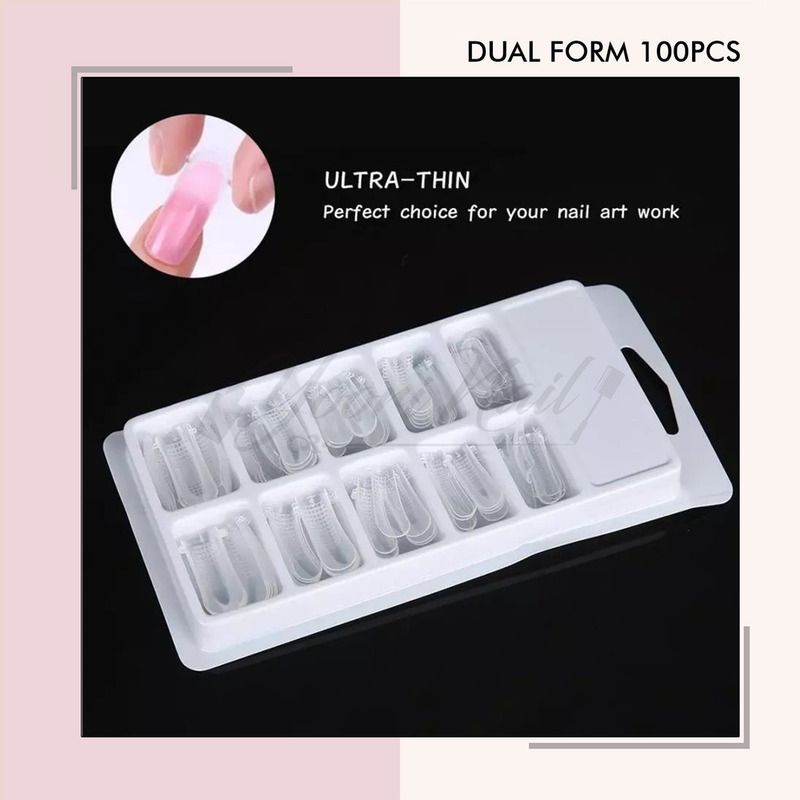 100pcs Dual form nail art extension kuku quick nail dual forms exten kuku gel builder fake nail kuku