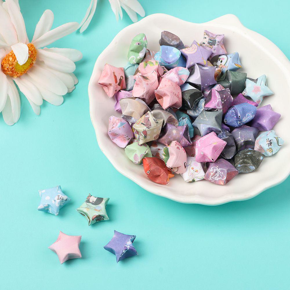 Quinton Origami Paper Gift Kawaii Lucky Star Craft Kertas Luar Angkasa Seni Kerajinan Pola Sederhana DIY Origami Star Origami