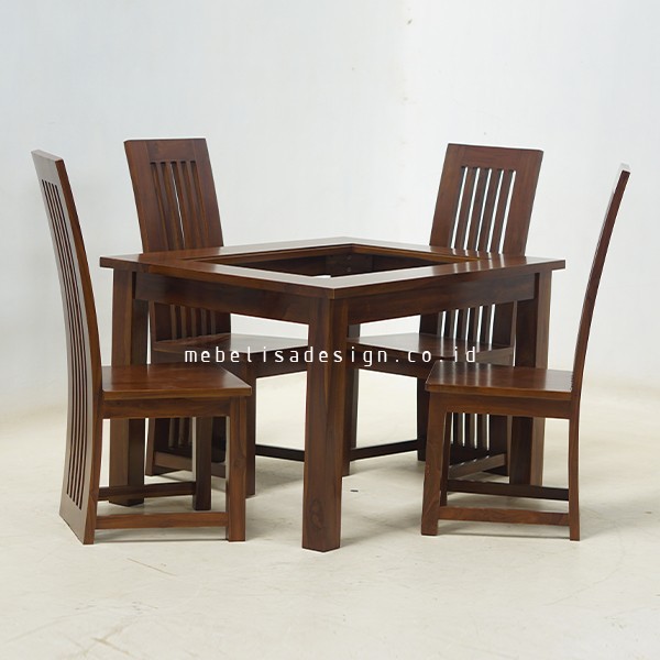 Kursi Meja Makan 4K Minimalis Jati, Meja Kursi Makan Set Minimalis