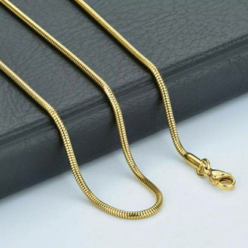 Kalung Titanium Gold Gepeng Pria Wanita (Panjang 45cm )