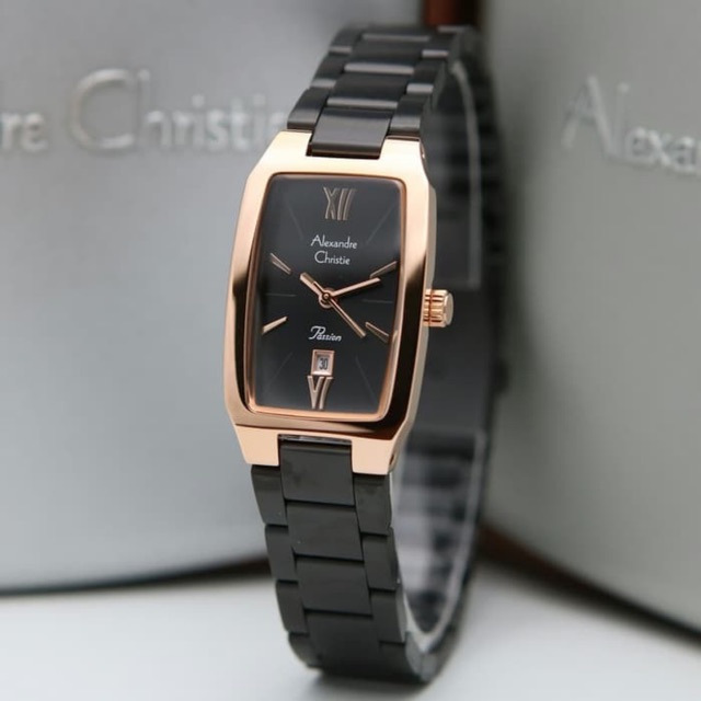 Jam Tangan Wanita Alexandre Christie AC 2455 Rosegold Black Original Garansi Resmi 1 Tahun