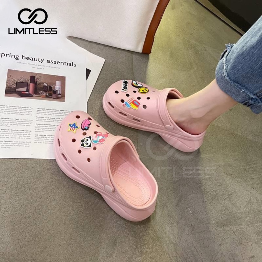 Sandal Platform Wanita Wedges Sendal Fuji Wanita Model Bakpao Karet Tinggi Sendal Baim Wanita Karet Tebal