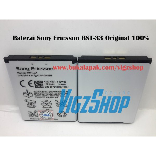 ORIGINAL   Baterai Sony Ericsson BST-33 BST33 Original 100%  stok terbatas
