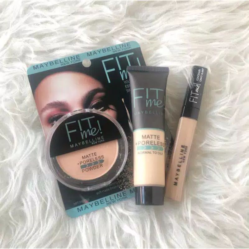 Paket Fit Me Mika 3 In 1 + Bedak + Foundation + Concealer Maybelline