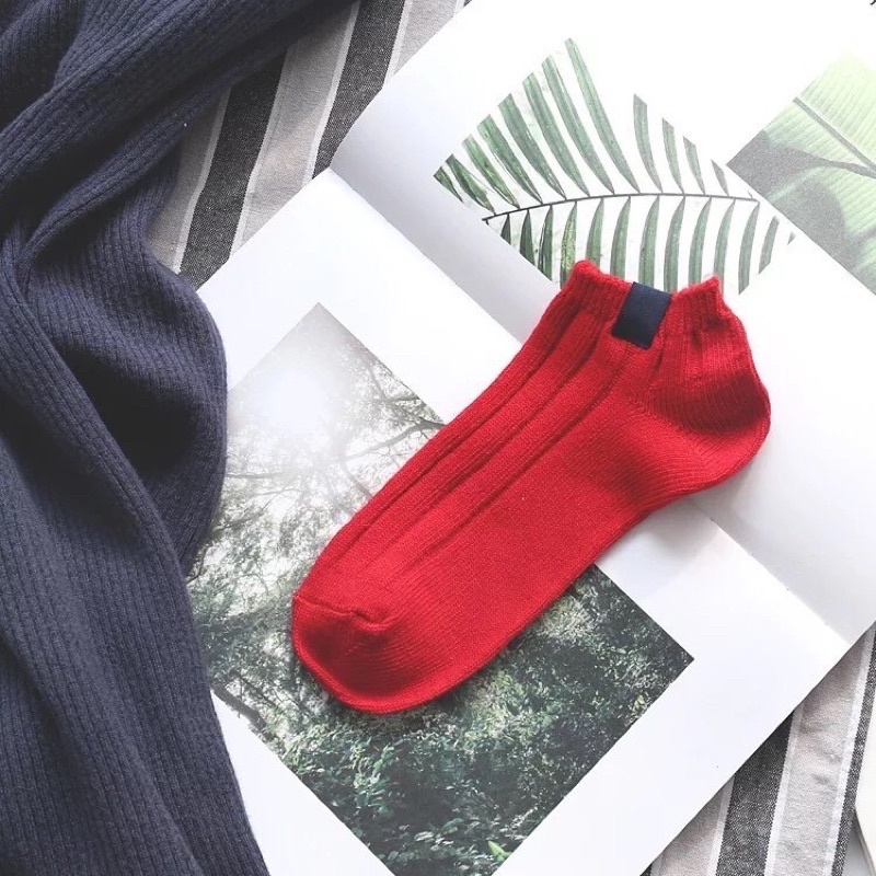 May star Kaos Kaki Polos 6 Garis Unisex Fashion Wanita/Pria Kaos Kaki  Murah MAYSTAR k3-Merah