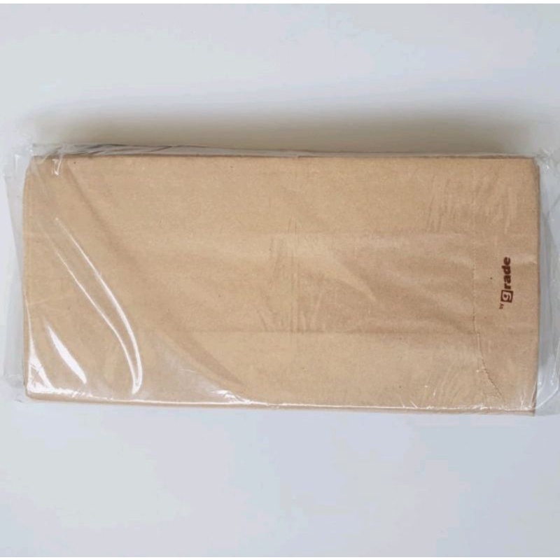 (isi 100) Paper Bag Grade Kantong Kertas Polos 13x25x8 / Paper Bag COKLAT / Kraft Bag