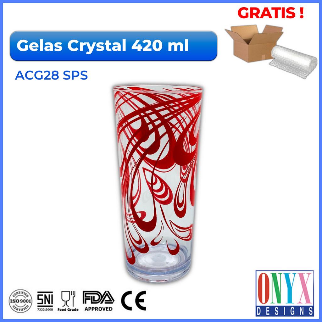 Onyx Gelas Transparan Bening Besar 420ml Plastik Bebas BPA SNI - Crystal Series ACG28 Splash