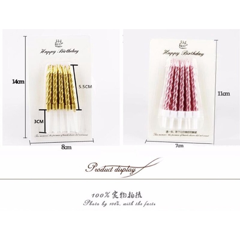 Lilin Ulang Tahun Spiral / Ulir Pendek Warna Metalik / Pastel isi 10 pcs - MKM