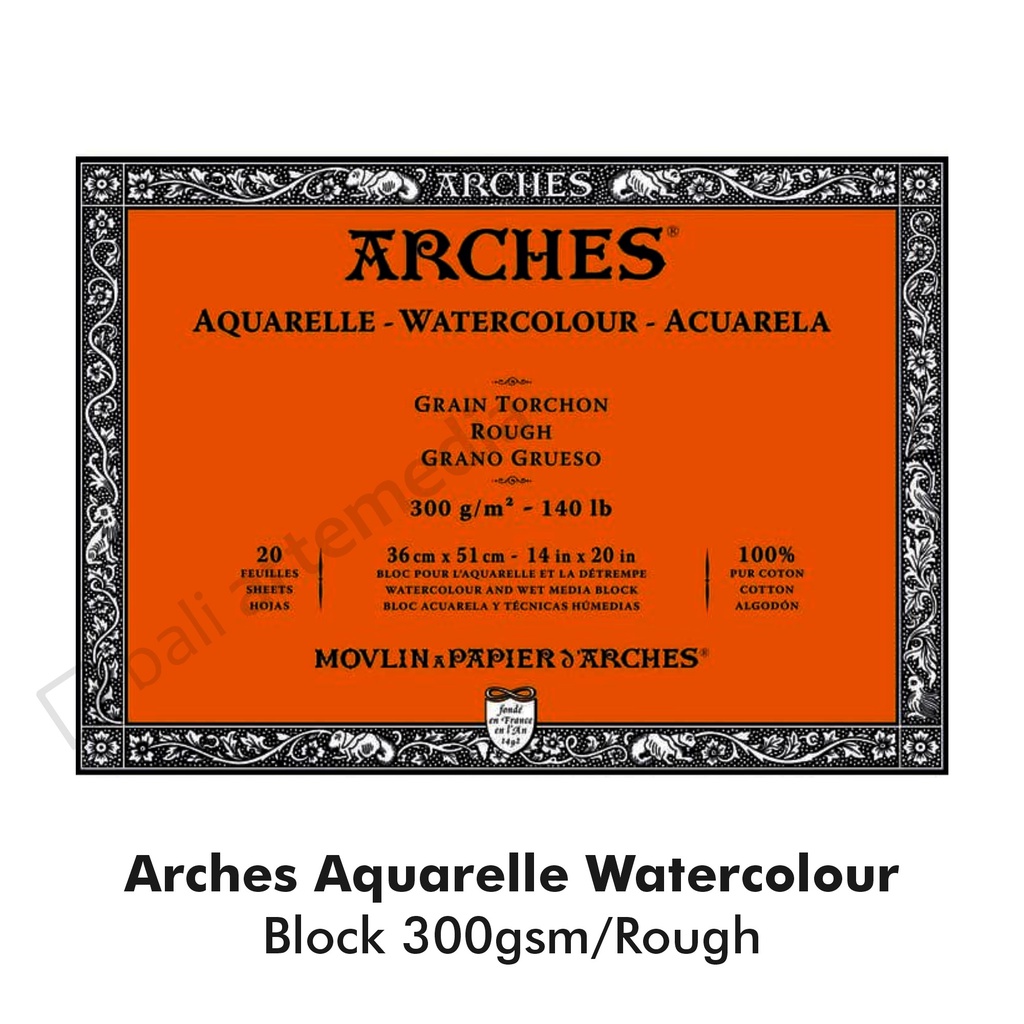 

Arches Aquarelle Watercolour Block 300gsm / 36 cm x 51 cm / Rough