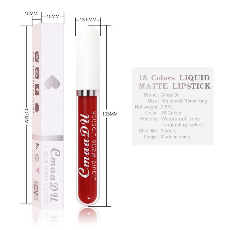 Liquid Matte CMAADU Lipstick Lip Glaze Moisturizing Waterproof Original Terlaris