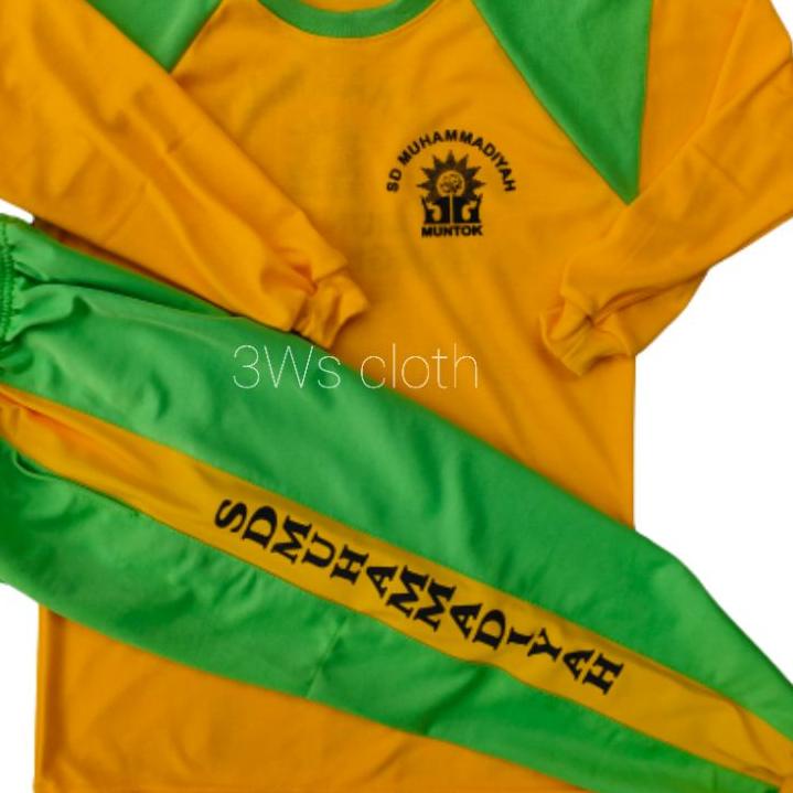 Serbuuuu.. SETELAN KAOS OLAHRAGA ANAK PAUD RA TK SD MI | KUNING HIJAU MUDA
