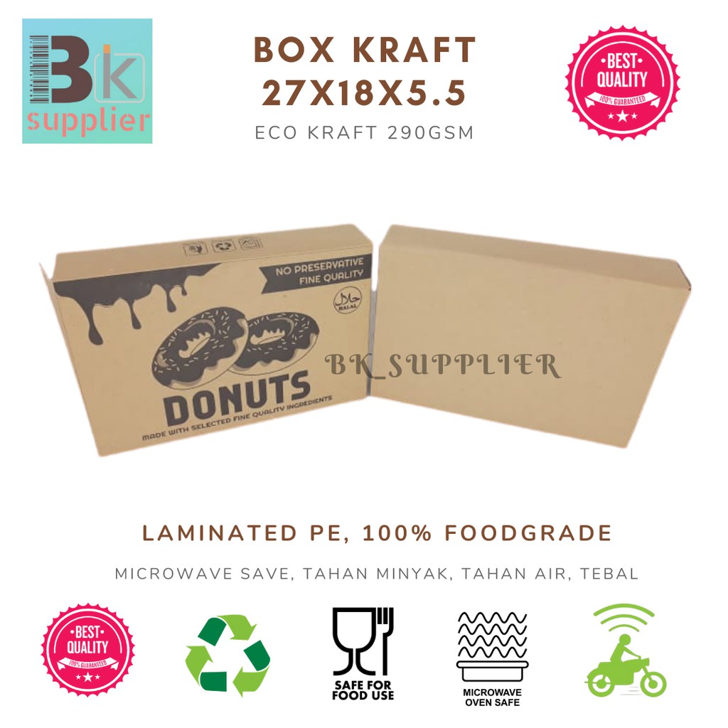Box Dus Donat isi 6 Kraft 1pcs / Box Donat / Kotak Donat / Wadah Donat / Box Kaos