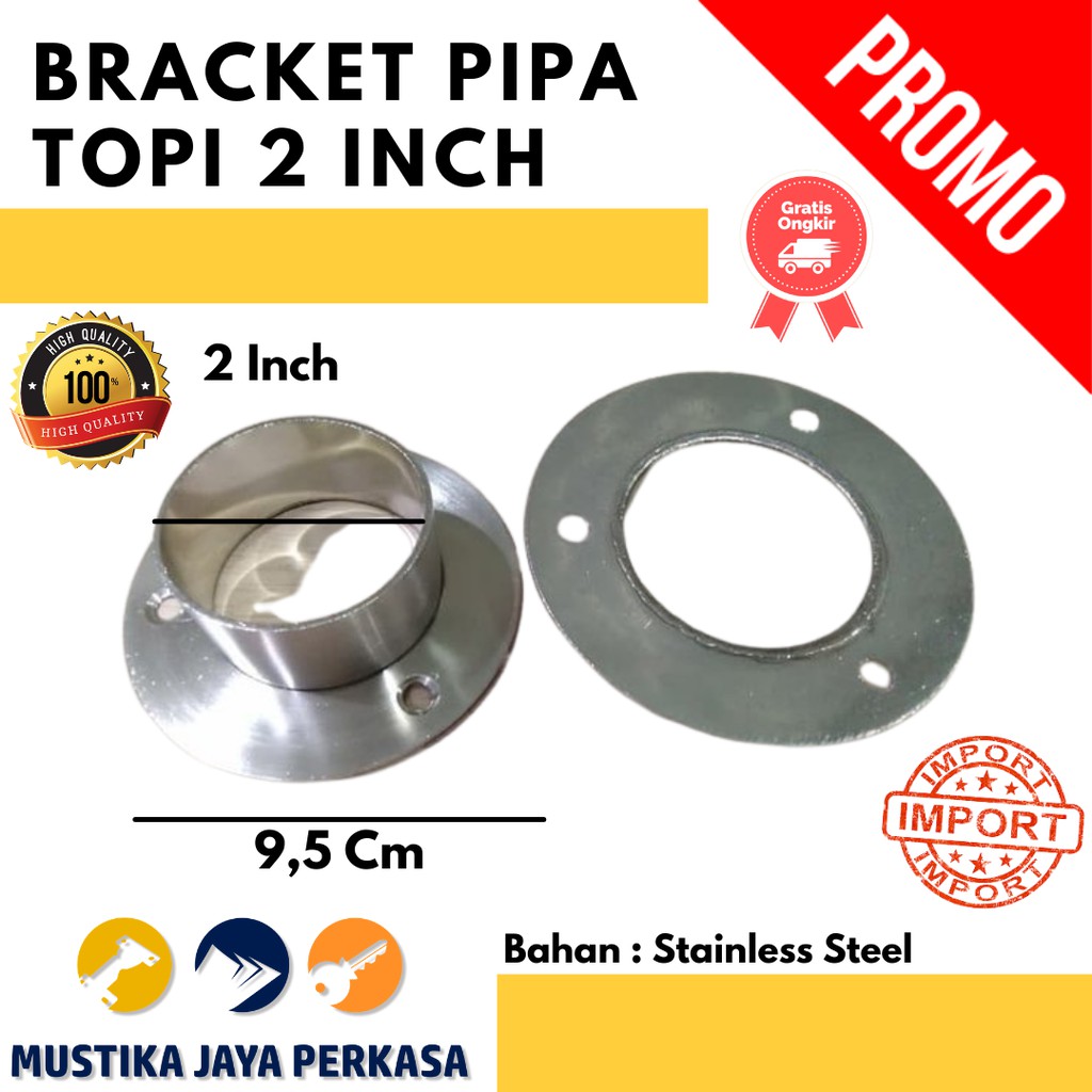 Bracket Pipa 1 Inch Chrome Fitting Pipa Gantungan Lemari