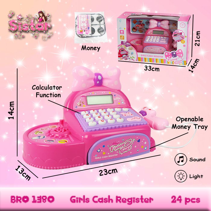 Mainan Maenan Anak Perempuan Cash Register Kalkulator Kasir Kasiran Mesin Uang Pretend Play Sets Per