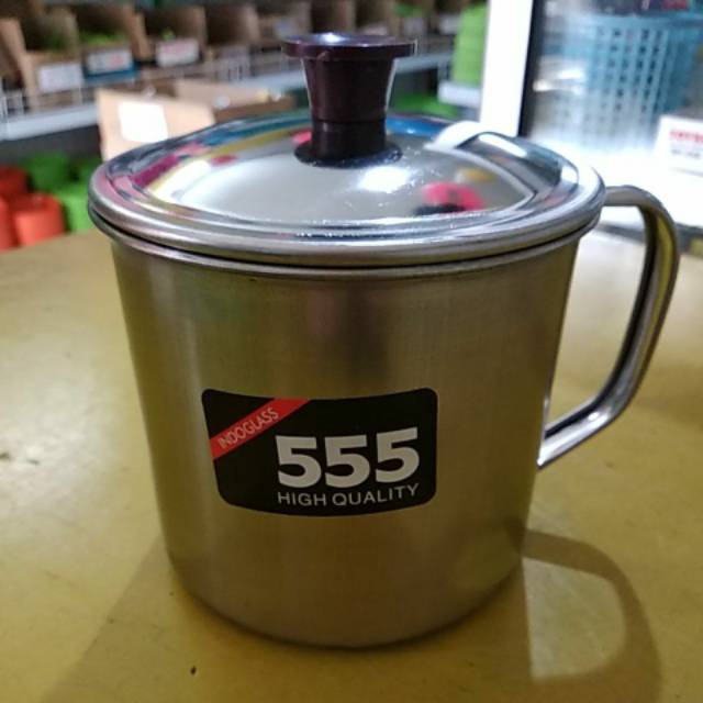 Mug Stainless 555 + Tutup ukuran 10 cm