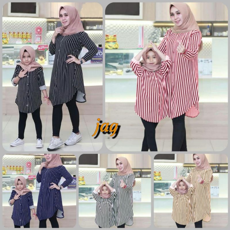 CP MK TUNIK SALUR. COUPLE IBU ANAK.MK TUNIK STRIPE . COUPLE TERMURAH. LSJ