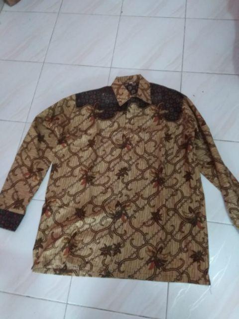 Kemeja Batik Lengan Panjang 021 Risna Batik Hrb026 Hem Batik Murah Seno Sogan Bakung Padi Manggar