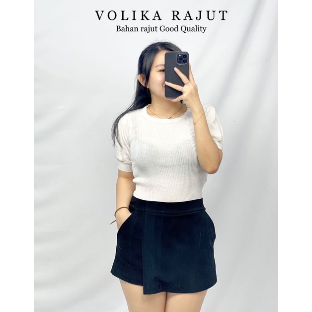 MDLV ~ Volika Rajut Atasan Blouse rajut Lengan Pendek Fashion Wanita