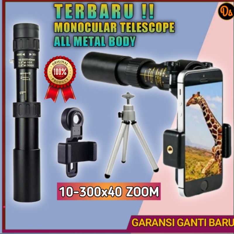 ORIGINAL MONOCULAR TELESCOPE 10-300x40 ZOOM + TRIPOD + CLIP TELESCOPE MONOKULAR Teleskop telescop teropong monocular moncular super zoom teleskop mini teropong hp zoom monocular teleskop teropong monocular jarak jauh teleskop hp zoom teleskop hp 7ROR0DBK