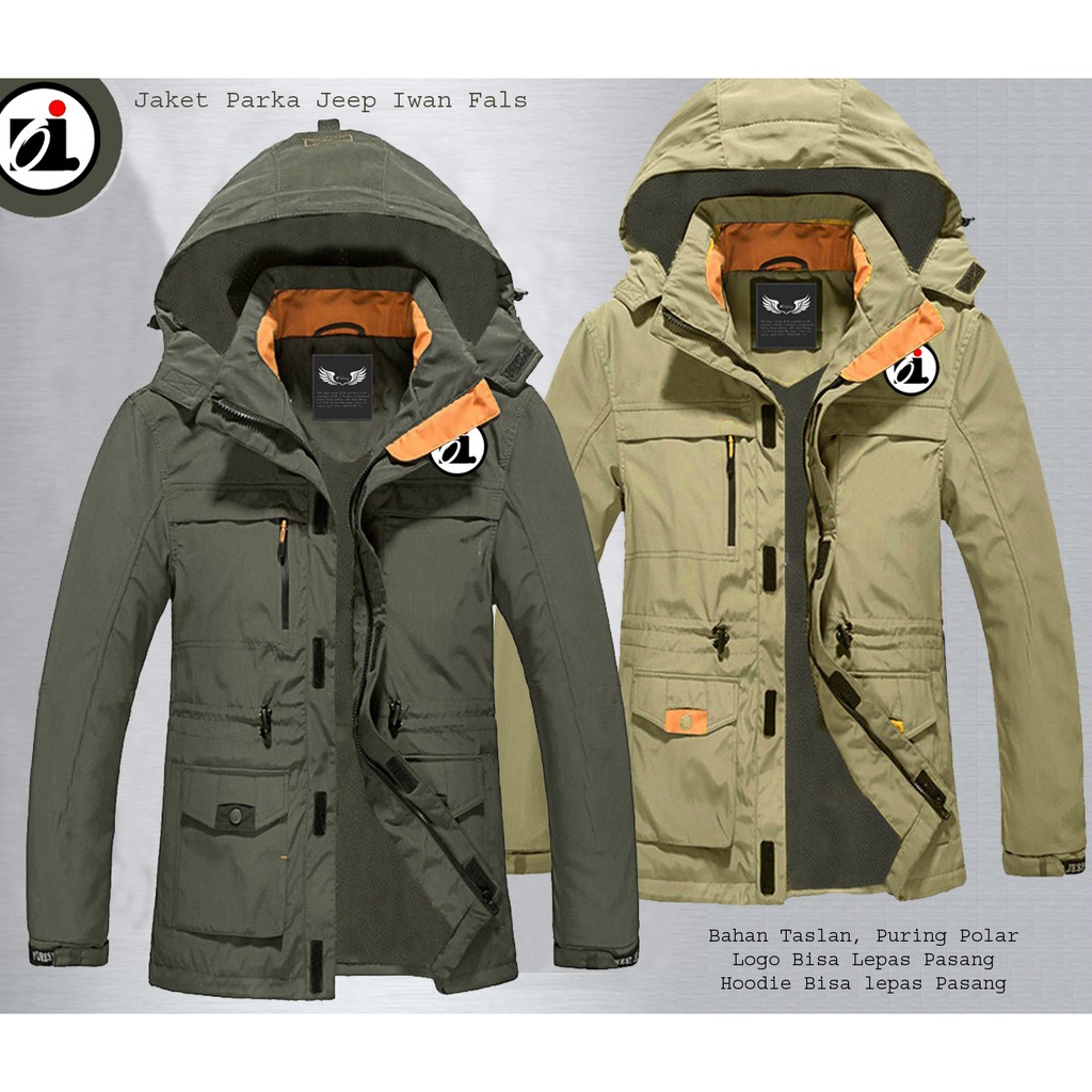 Jaket Parka Jeep IWAN FALS. Tersedia Semua Logo Club Bola. Hoodie Jacket Soccer Waterproof Promo