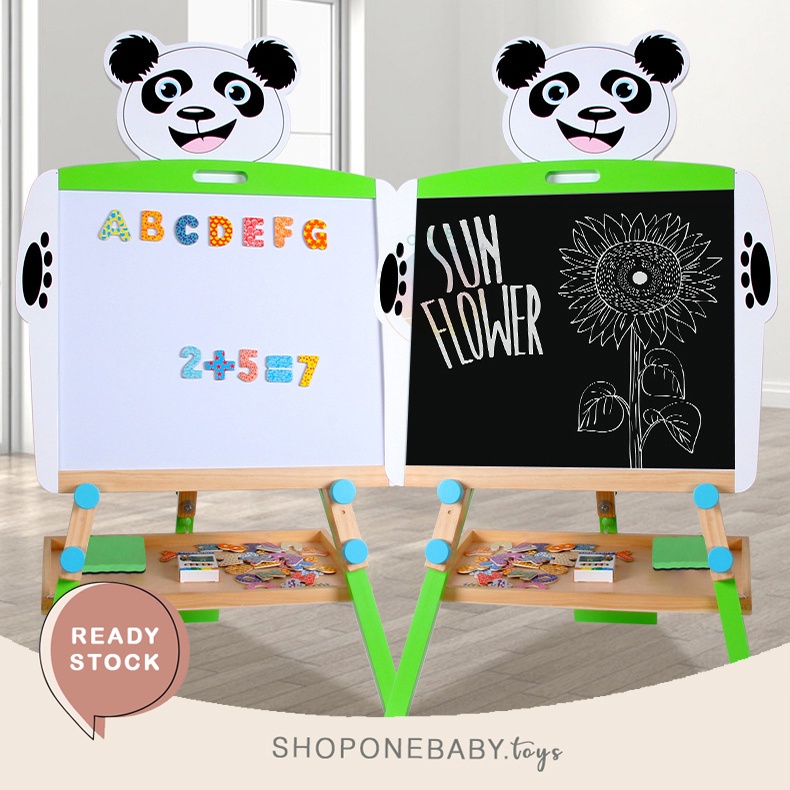 

JKT Papan Tulis Magnet Anak Mainan Anak Papan Tulis Berdiri Panda 2 Dua Sisi Double Sides 2 in 1 KIDS WHITE BLACK BOARD