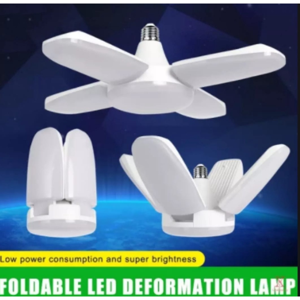 Lampu Led Mini Kipas 4 Baling Fan Blade Led Bulb Kipas E27 28W Hemat Listrik Anti Distorsi Lebih Terang-Lampu Langit Langit-Lapu Hias-Lampu Kipas Gantung Hias Kamar Tidur-Lampu Bohlam Fan Blade Bulb White