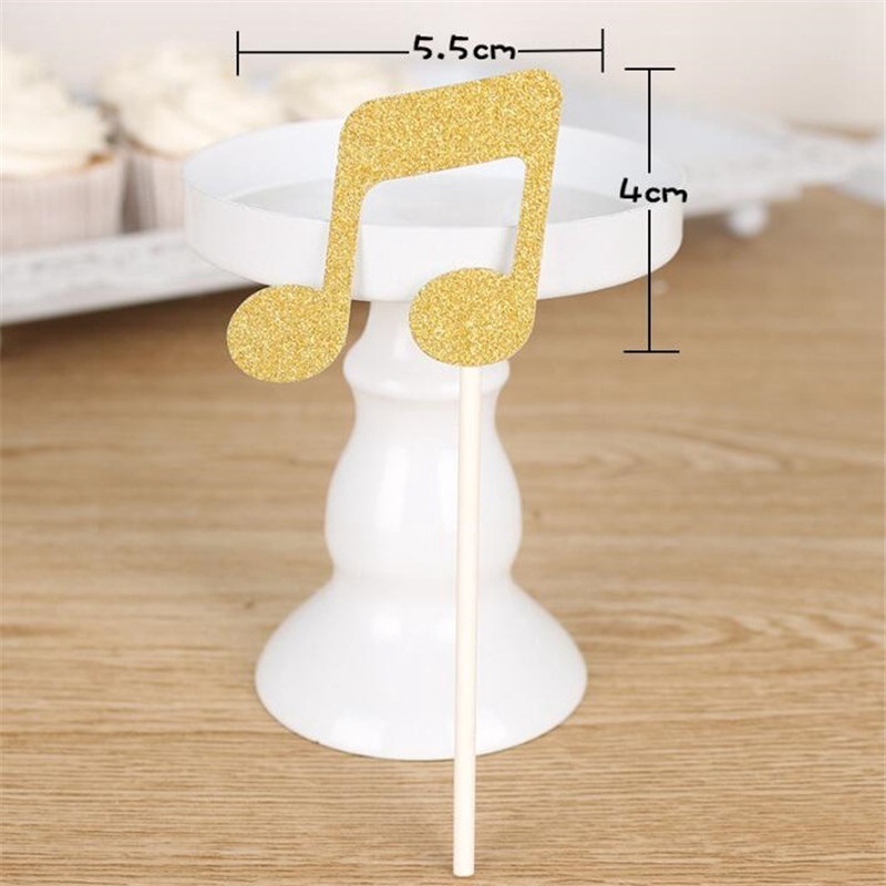 6 Pcs/lot Music Notes Themed Cupcake Topper Paper Cake Inserts Card Wedding Cake Decoration