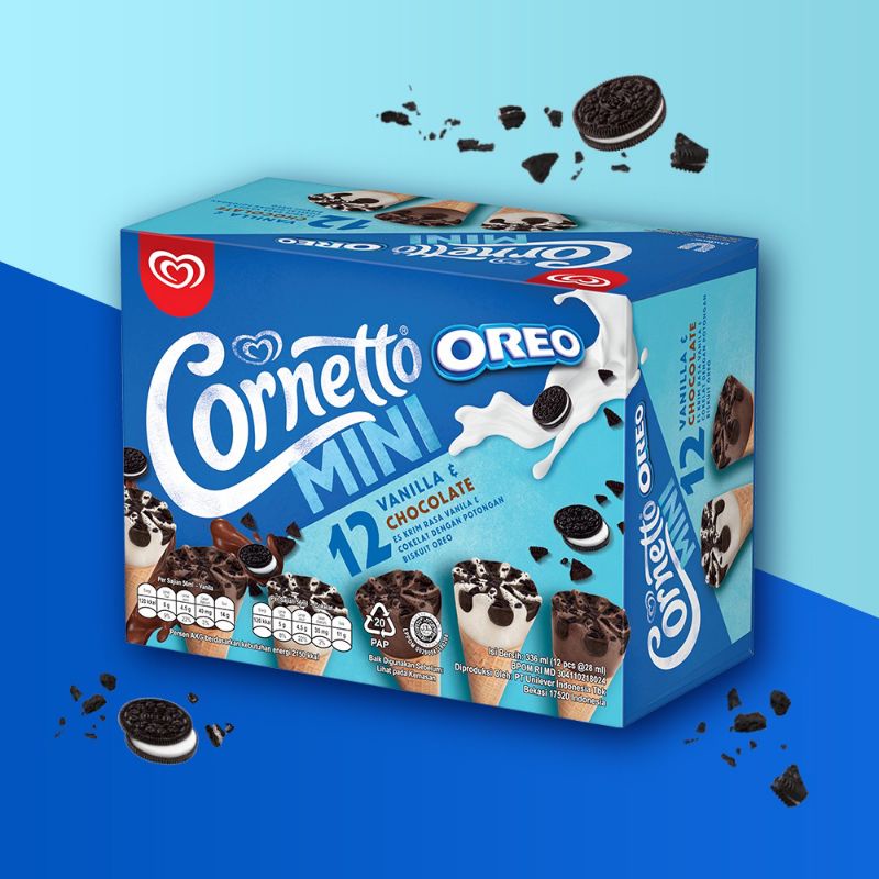 

Cornetto Mini Oreo Ice Cream 12 x 28 ml - Es Krim Wall's
