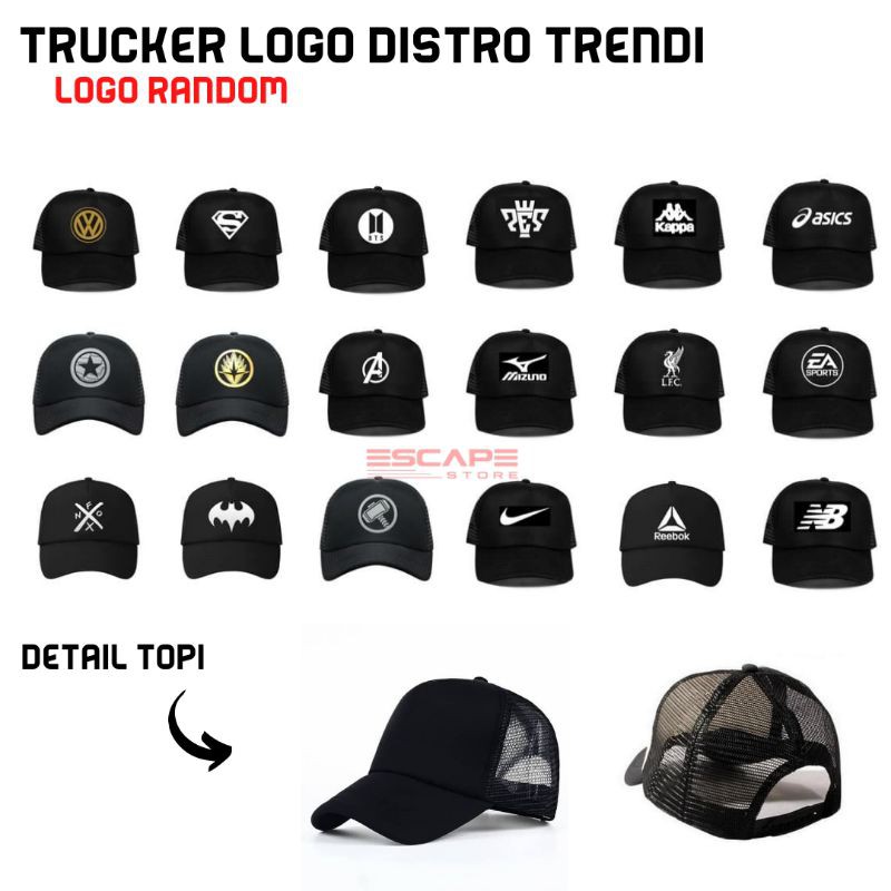 TOPI JARING TRUCKER PREMIUM DISTRO PRIA WANITA / TOPI JARING SABLON PREMIUM / SURF / SKATE RANDOM