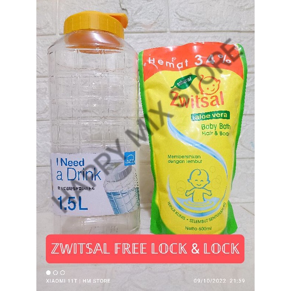 Zwitsal baby bath 600ml free botol lock n lock 1,5L