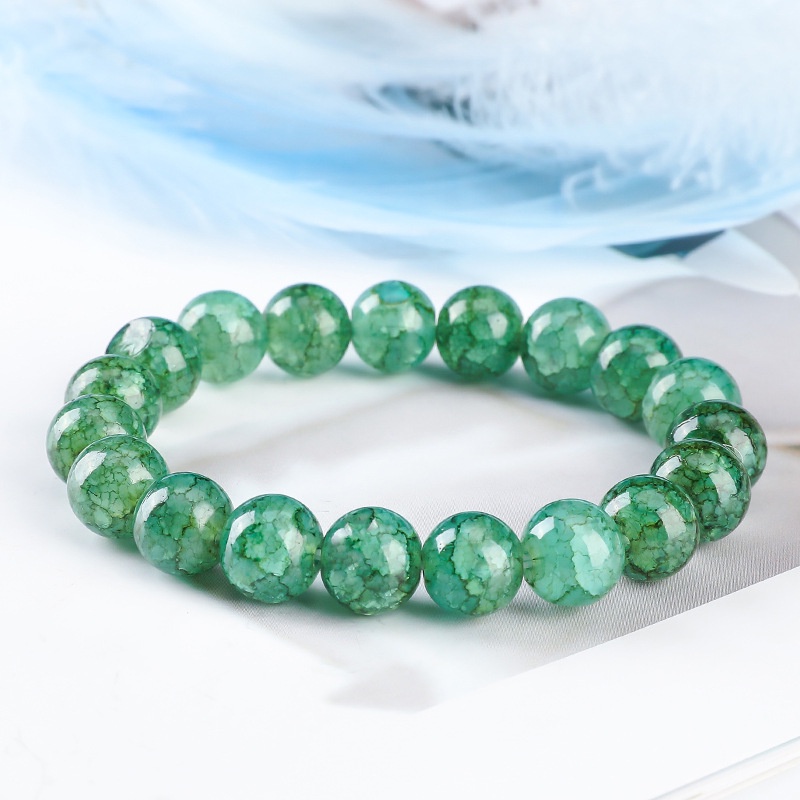 10mm Cracked Stone Charm Colorful Jade Bracelet Women Popcorn Crystal Bracelets