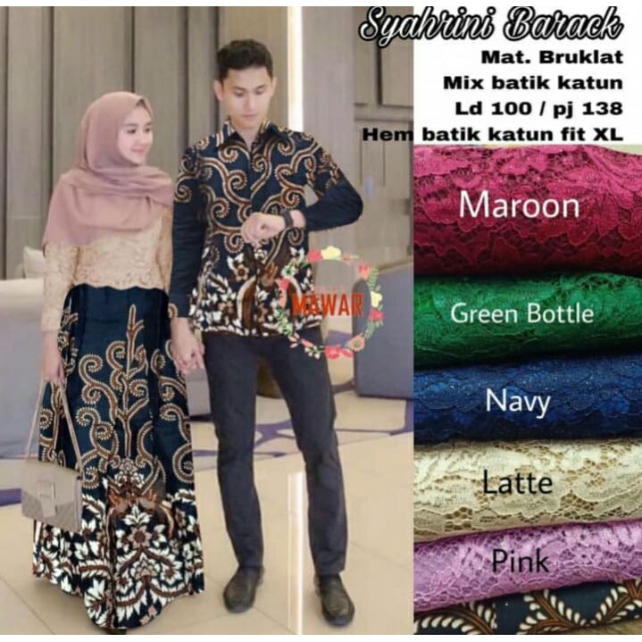 batik set syahrini barack - batik couple gamis brukat