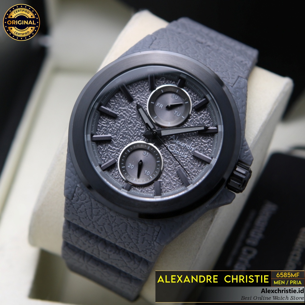 Jam Pria Alexandre Christie AC 6585 MF Grey Chronograph Rubber Original